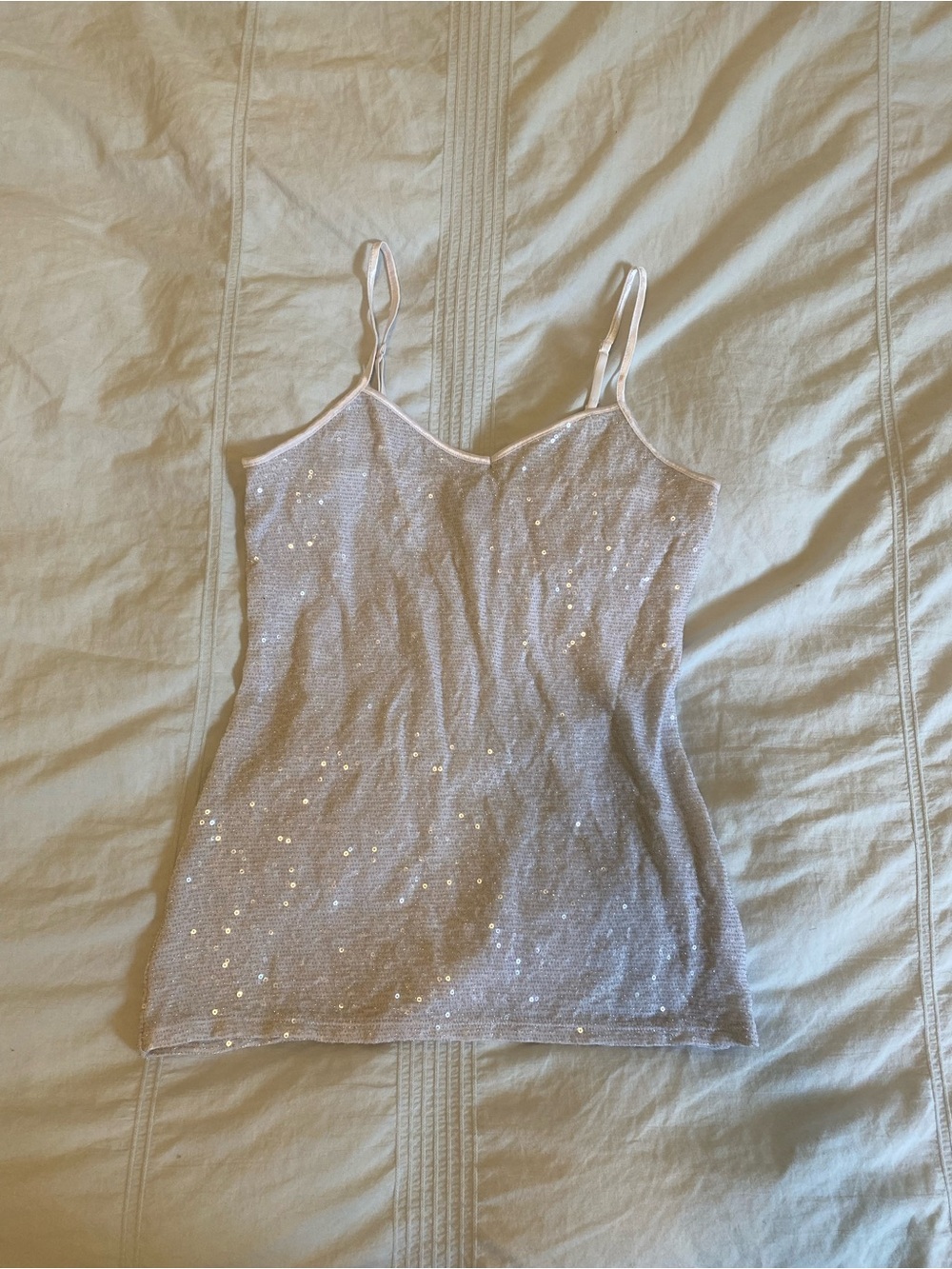 Y2K Sequin Tank Top - silver
